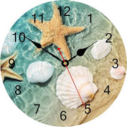14" Seashell Starfish Wall Clock Silent Coastal Beach Ocean Home Decor