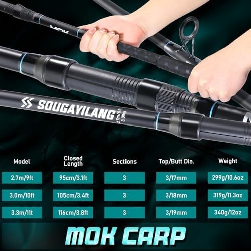 3-Section Carbon Carp Fishing Rod 2.7M/3.0M/3.3M with EVA Grip