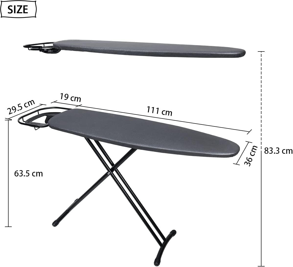 Large Ironing Board 111x36cm Height Adjustable Steam Iron Rest Wide