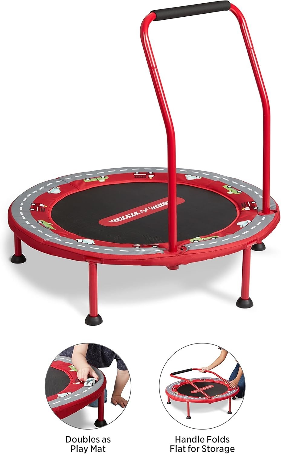 2-in-1 Toddler Trampoline Play Mat Indoor Jumper Handle 55LB
