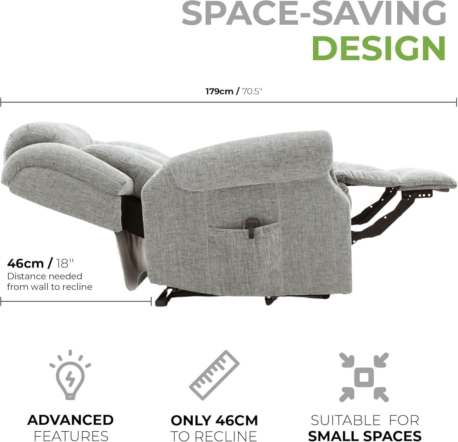 Dual Motor Lift Recliner Chair Heat Massage Fabric Riser Mobility Support Grey