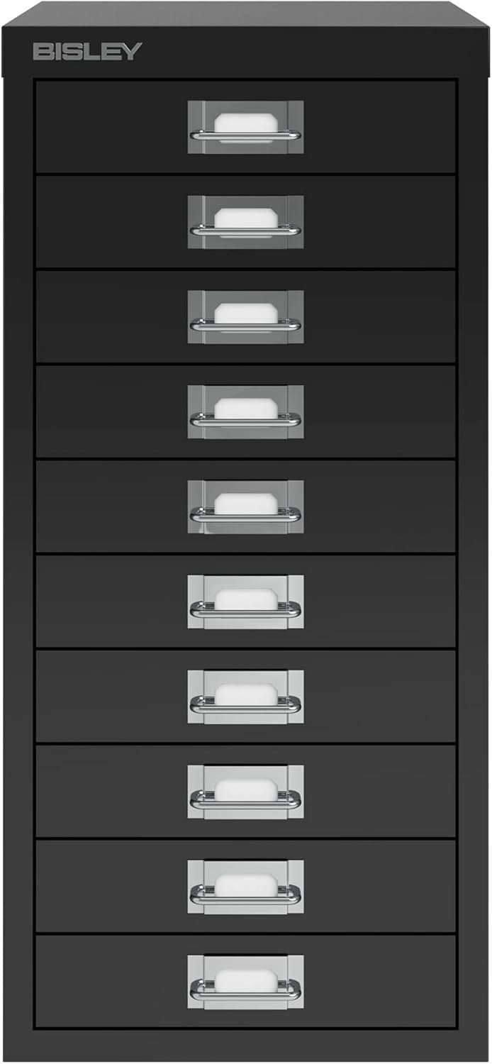 Black 10 Drawer Metal Multidrawer Cabinet A4 Stationery Storage