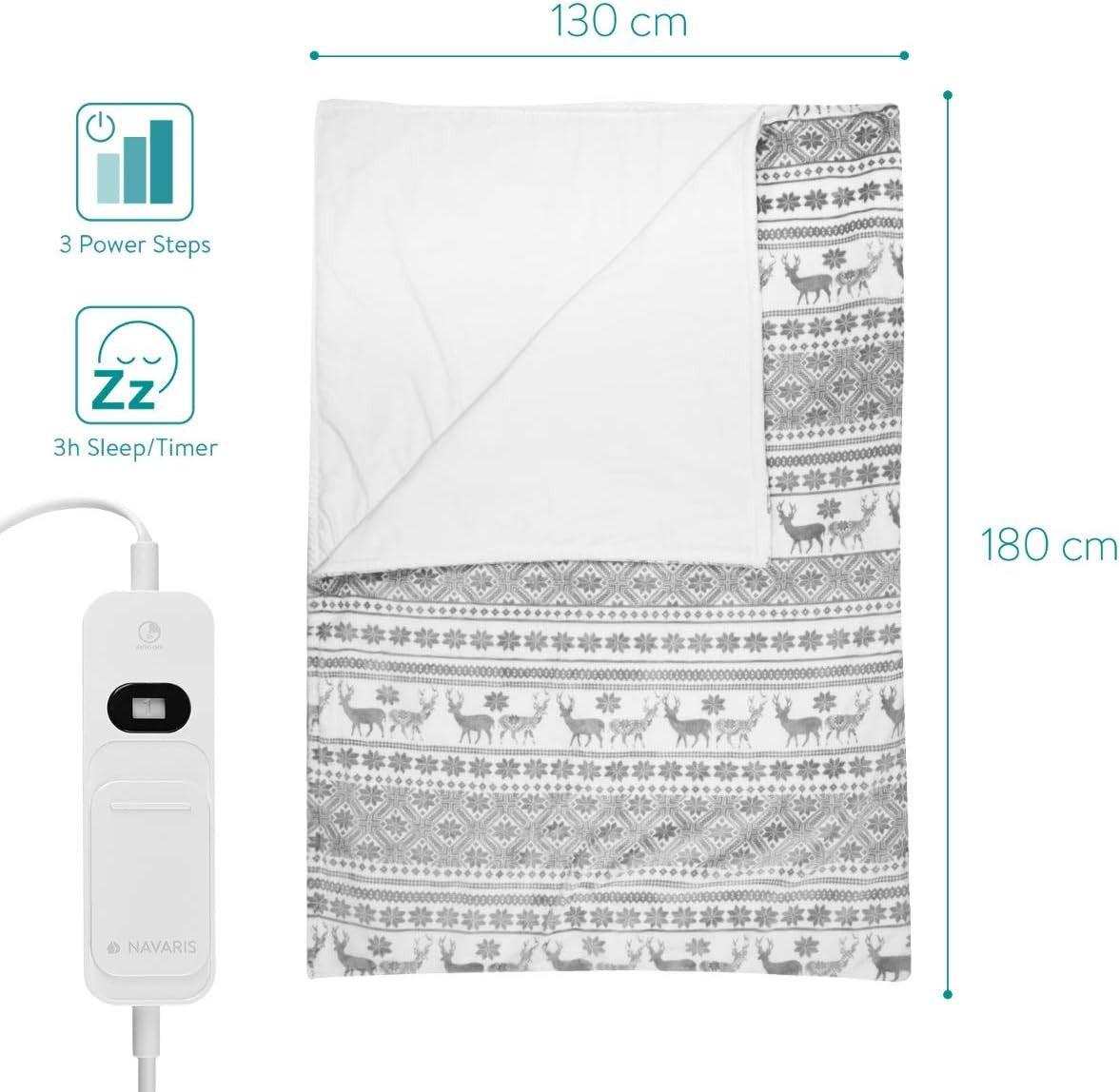 Electric Heated Throw Blanket Christmas Design 3 Heat Auto Off Washable 180x130