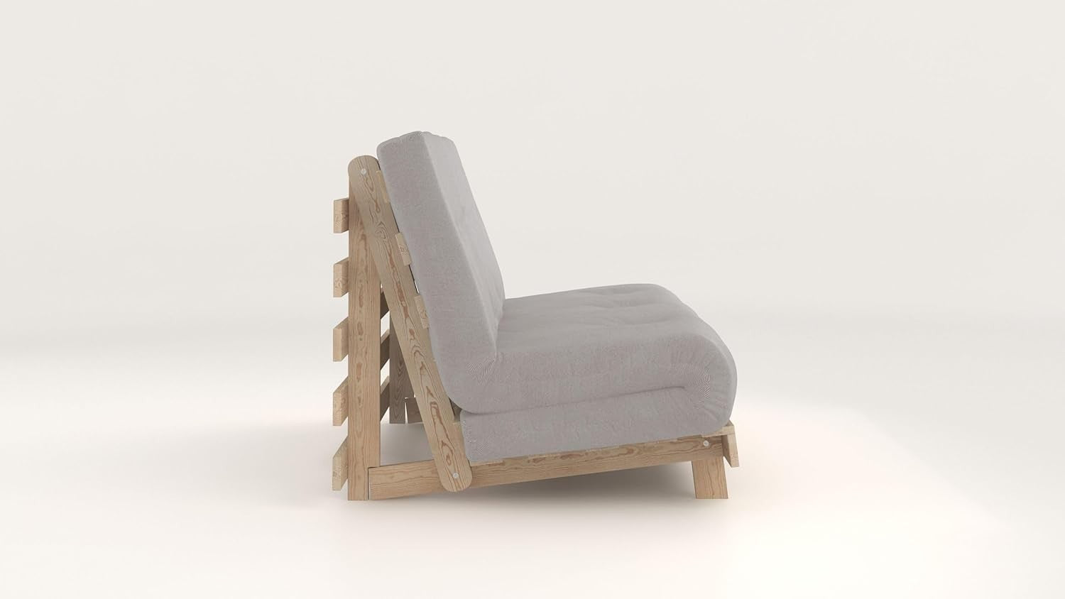 Double Futon Sofa Bed 137cm Harmony Grey Wool Mix with Wood Frame
