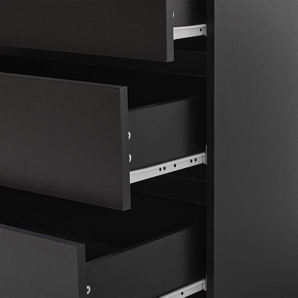Black 3 Drawer Chest | Modern Bedroom Storage Cabinet | Slimline Unit