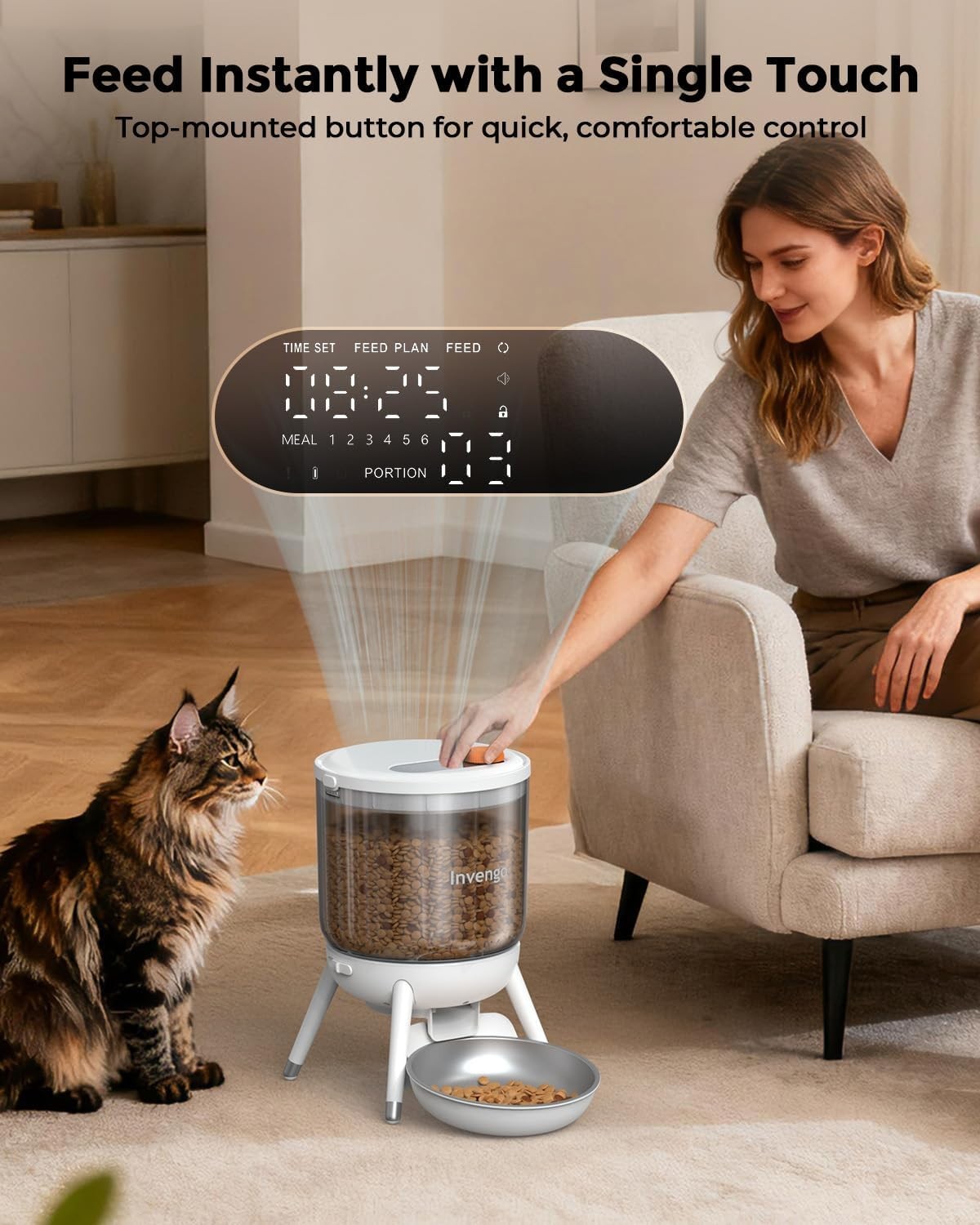 Automatic Pet Feeder 3L Timed Food Dispenser Portion Control USB Power