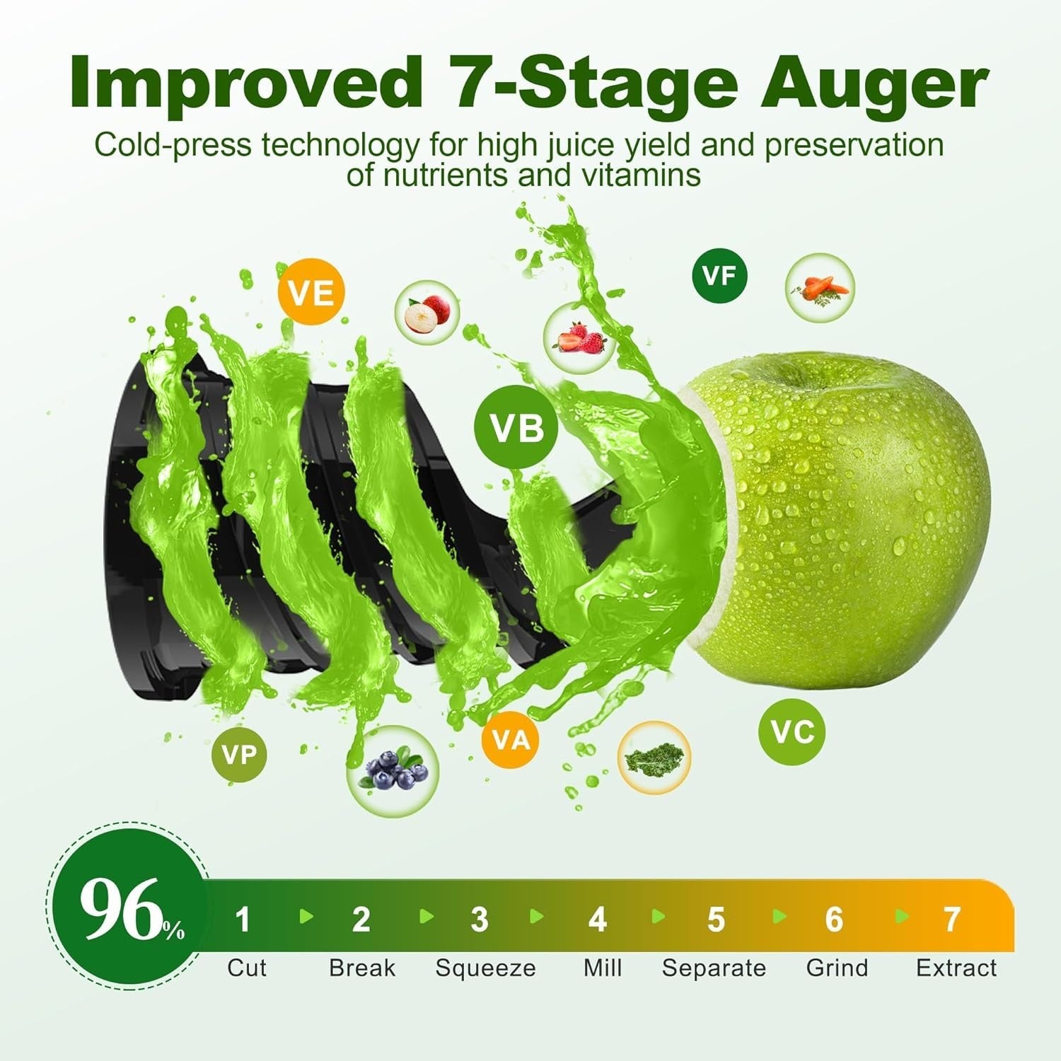 Cold Press Juicer 135mm Self Feeding Whole Fruit 1.8L 250W Quiet BPA