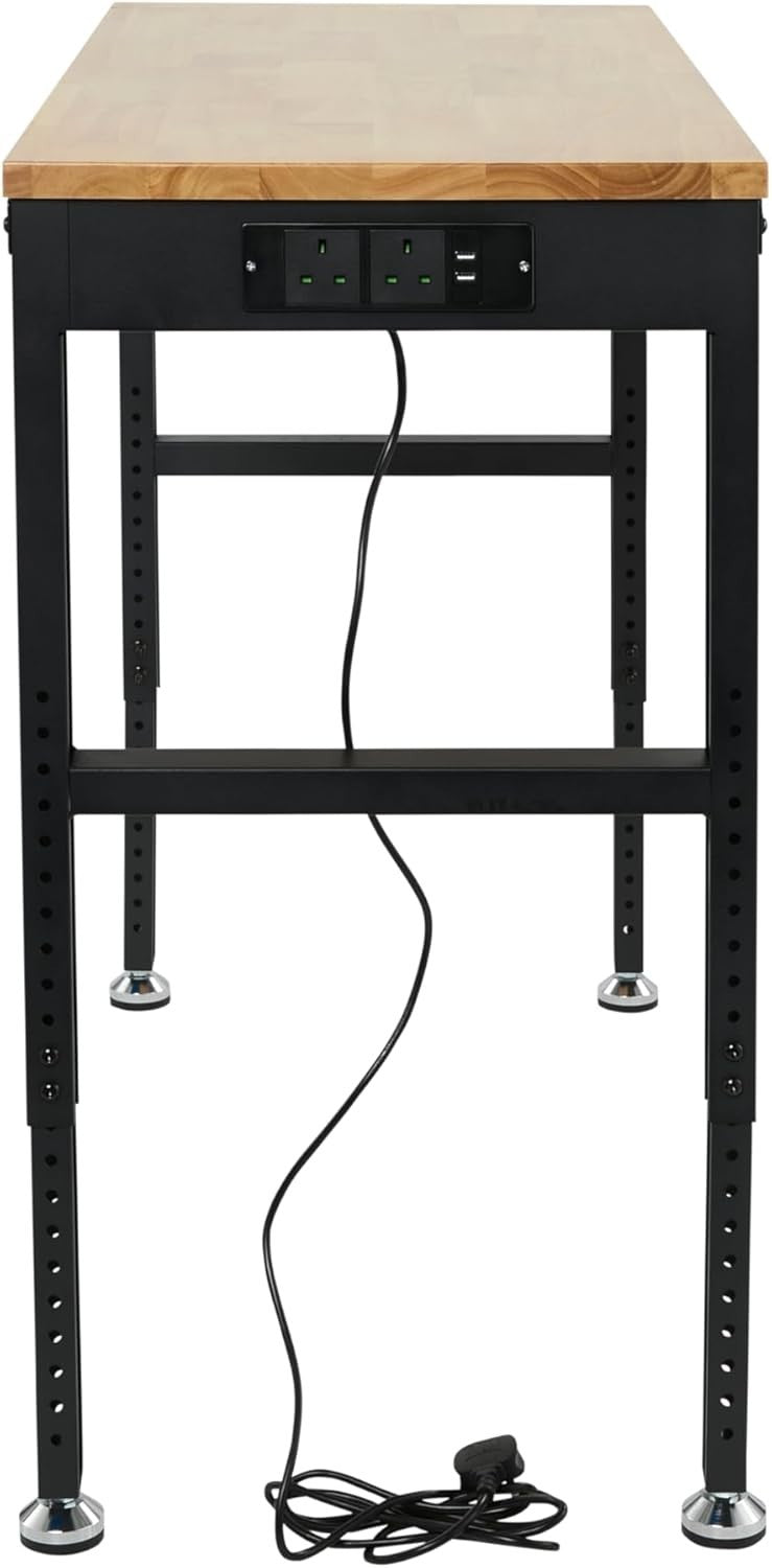 Adjustable Heavy Duty Workbench 800kg with Power Sockets USB 1220mm Wide