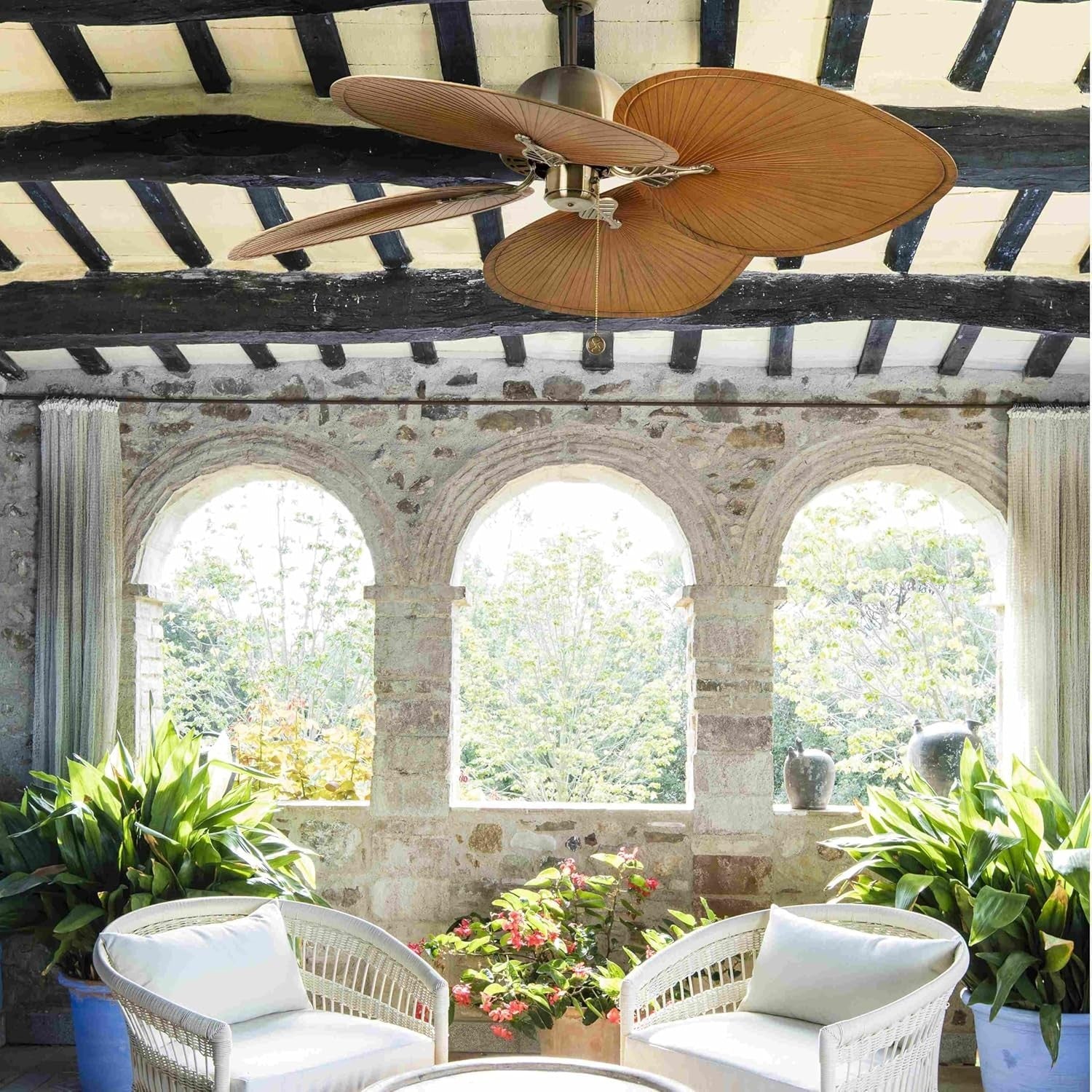 FARO BARCELONA CUBA 52" Ceiling Fan, Old Gold, Pull Chain, 3-Speed
