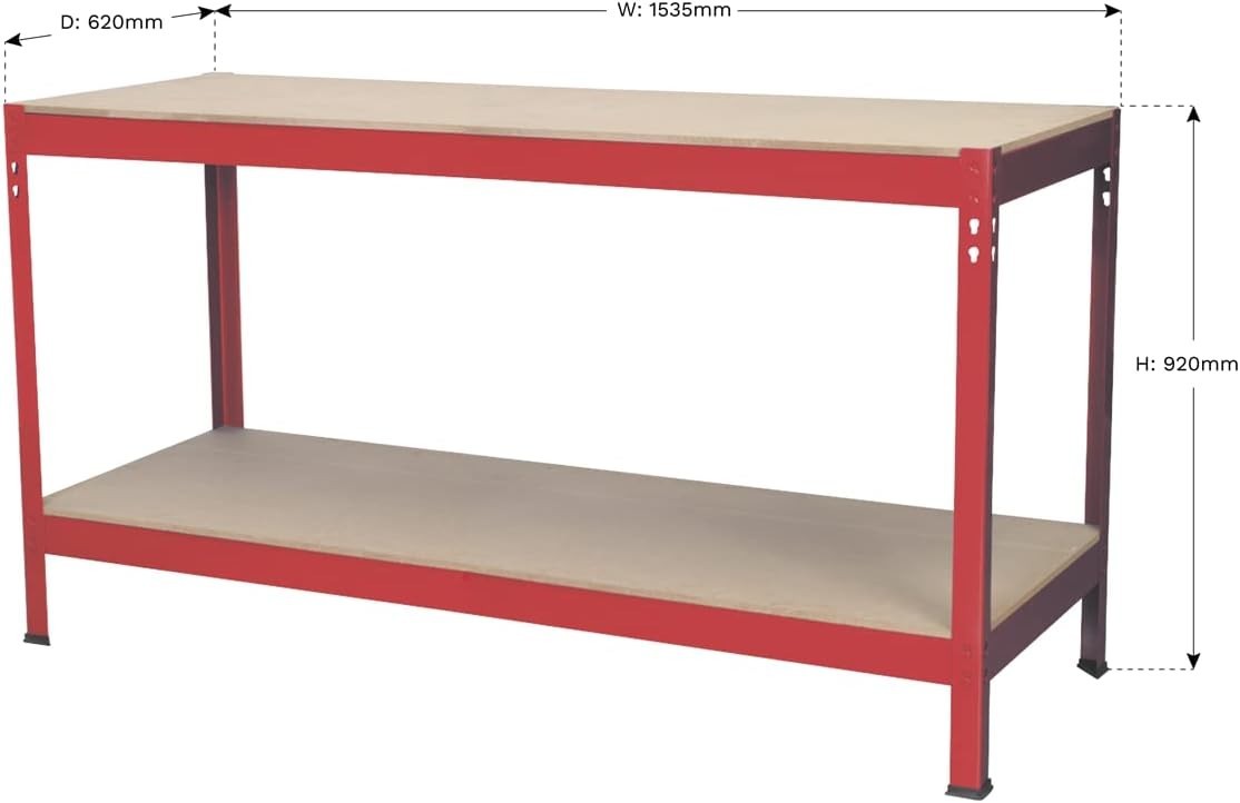 Steel Workbench 1.53m Wooden Top Clip-Together Assembly 200kg Capacity