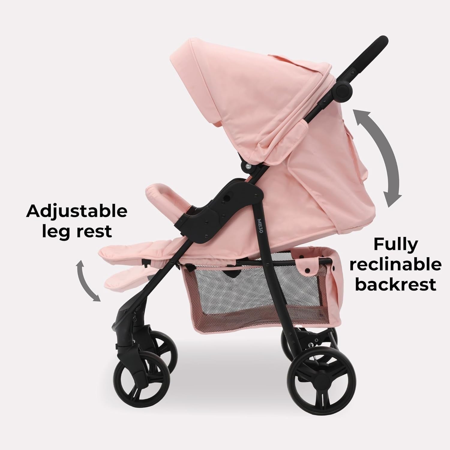 Pink Leopard Baby Pushchair Easy Fold Stroller Adjustable Handle Birth to 4Y