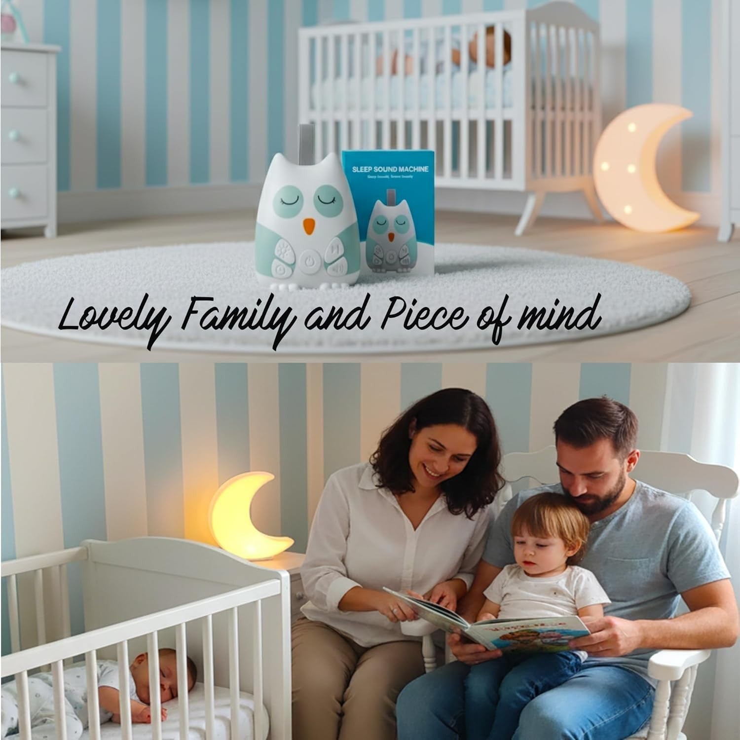 Portable Baby White Noise Machine with Cry Sensor, 20 Soothing Sounds & Night Li