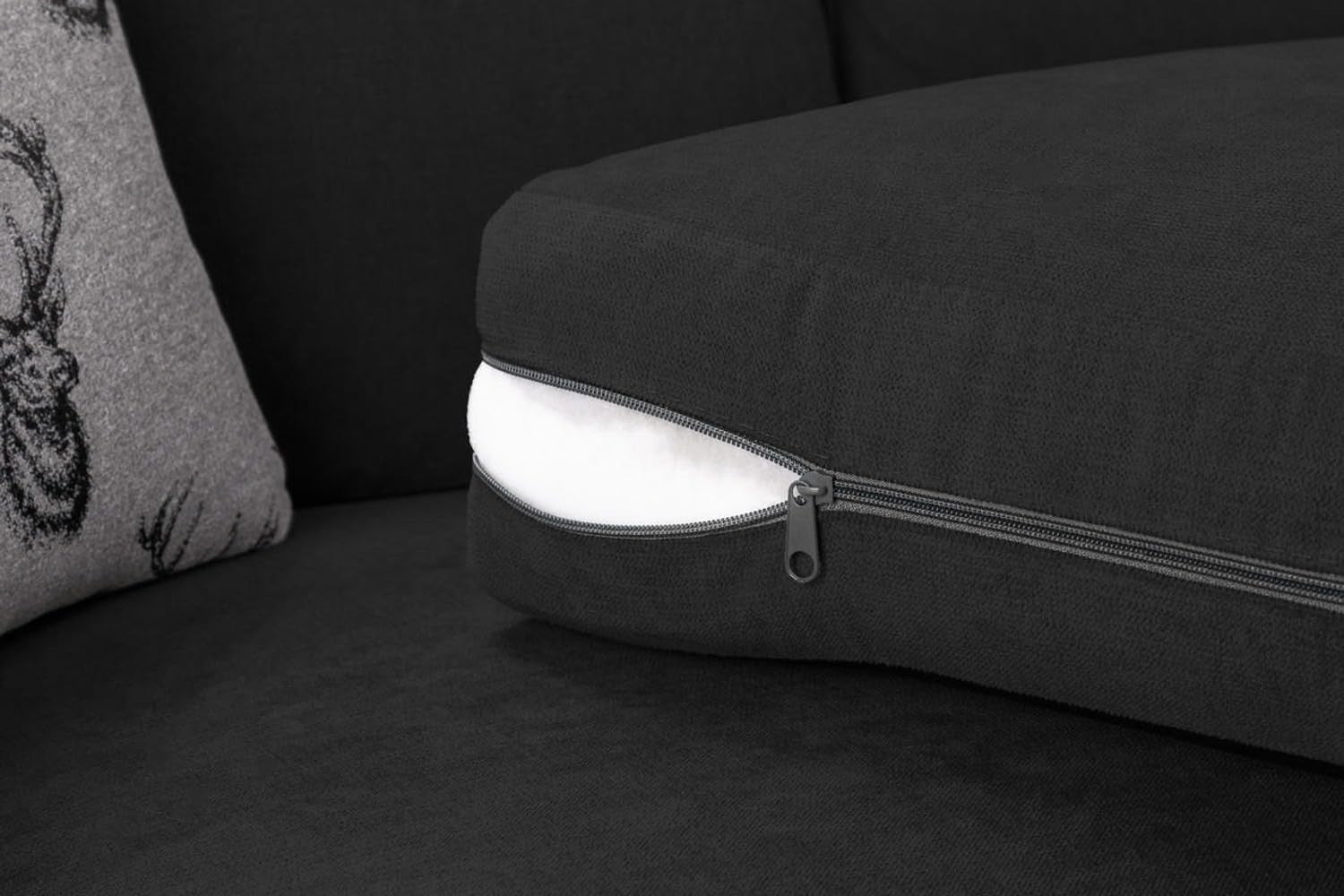 Verona Chesterfield Corner Sofa – Black Suede 2C2 5 Seater Settee Suite