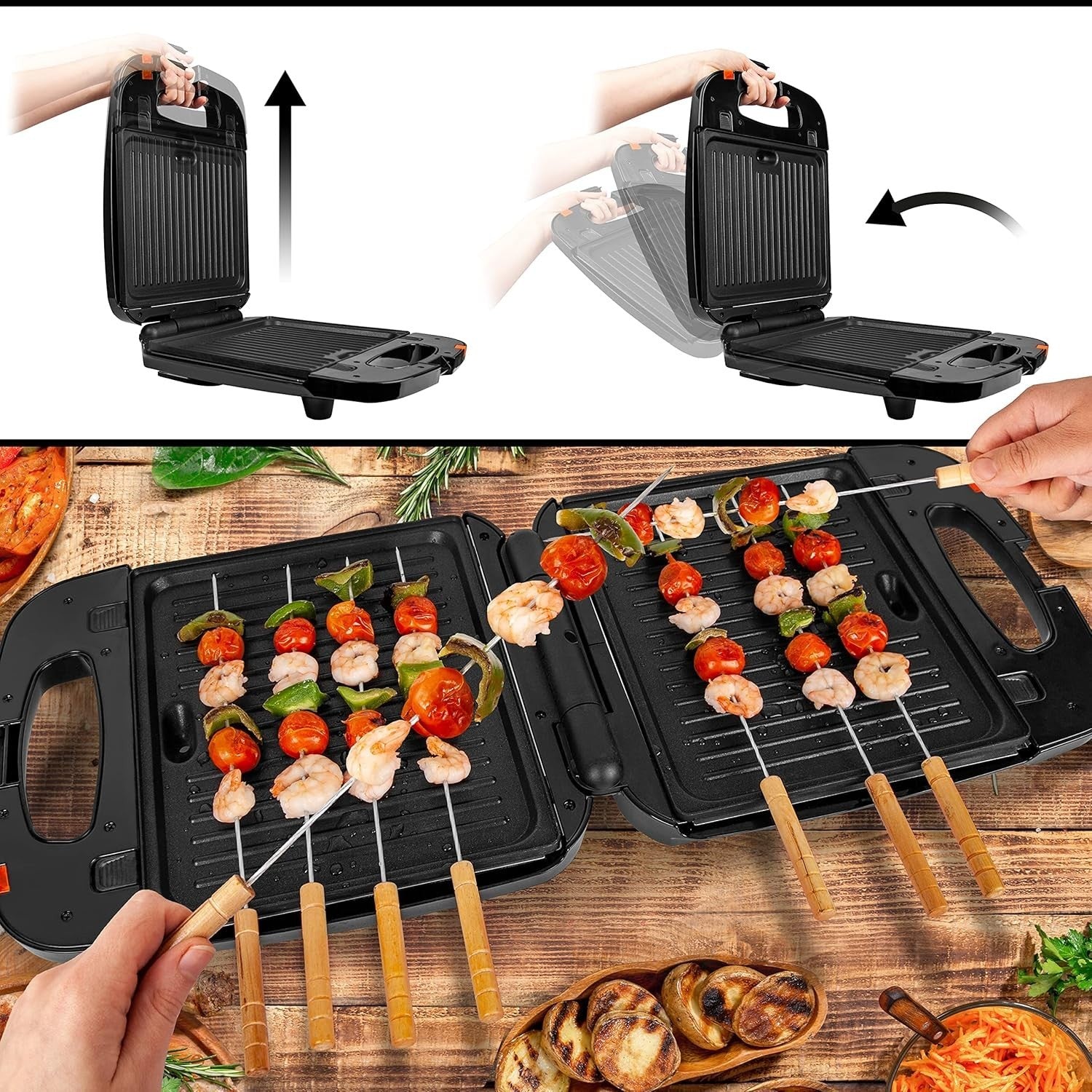 3-in-1 Snack Maker Waffle Sandwich Panini Press Interchangeable Plates