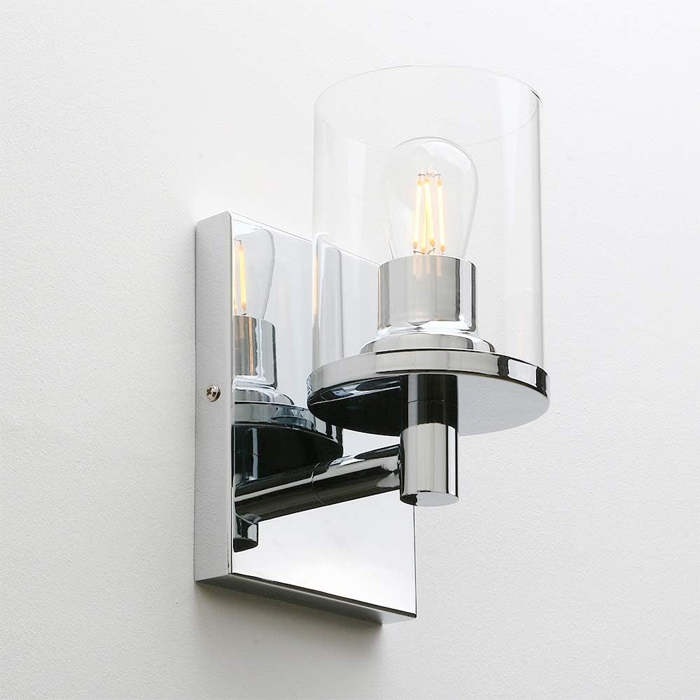 Dimmable Chrome Glass Wall Sconces Set of 2, Modern Vintage Indoor Lights