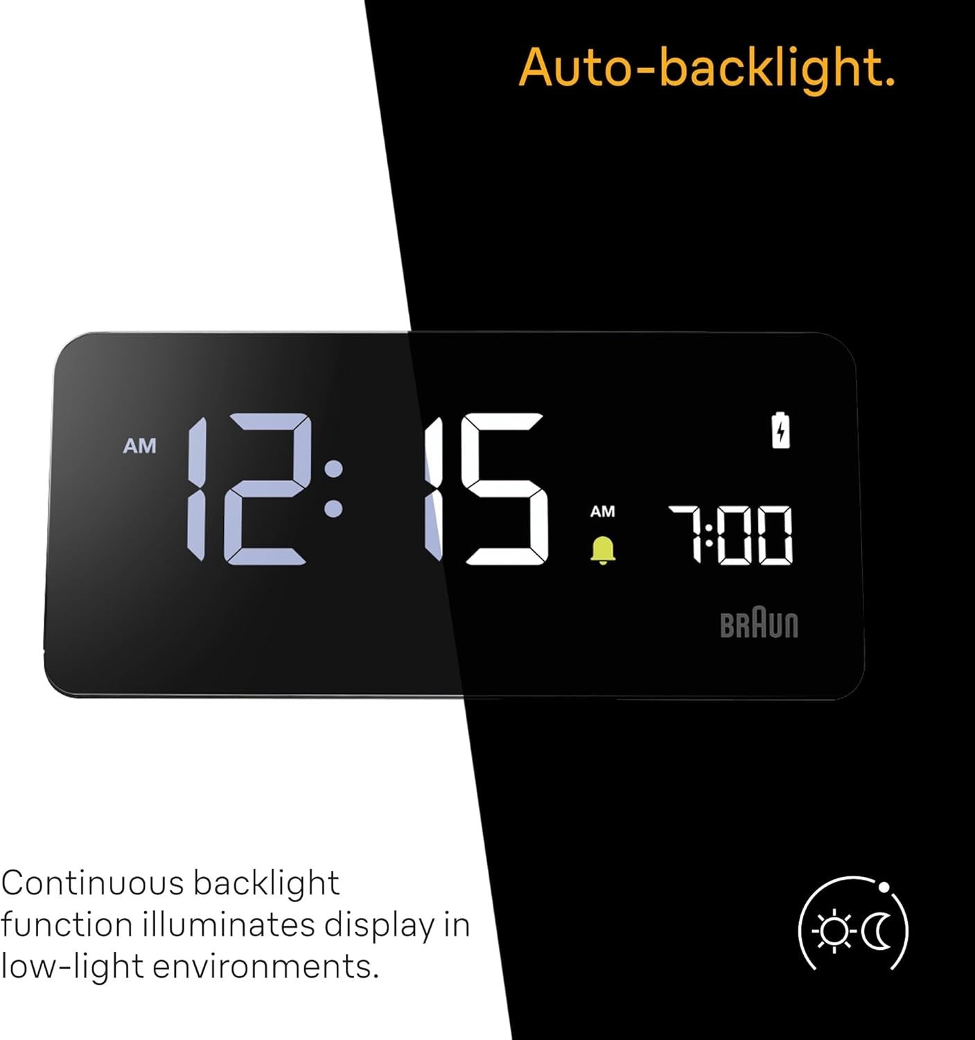 Wireless Charging Digital Alarm Clock LCD Auto Dimming Charge
