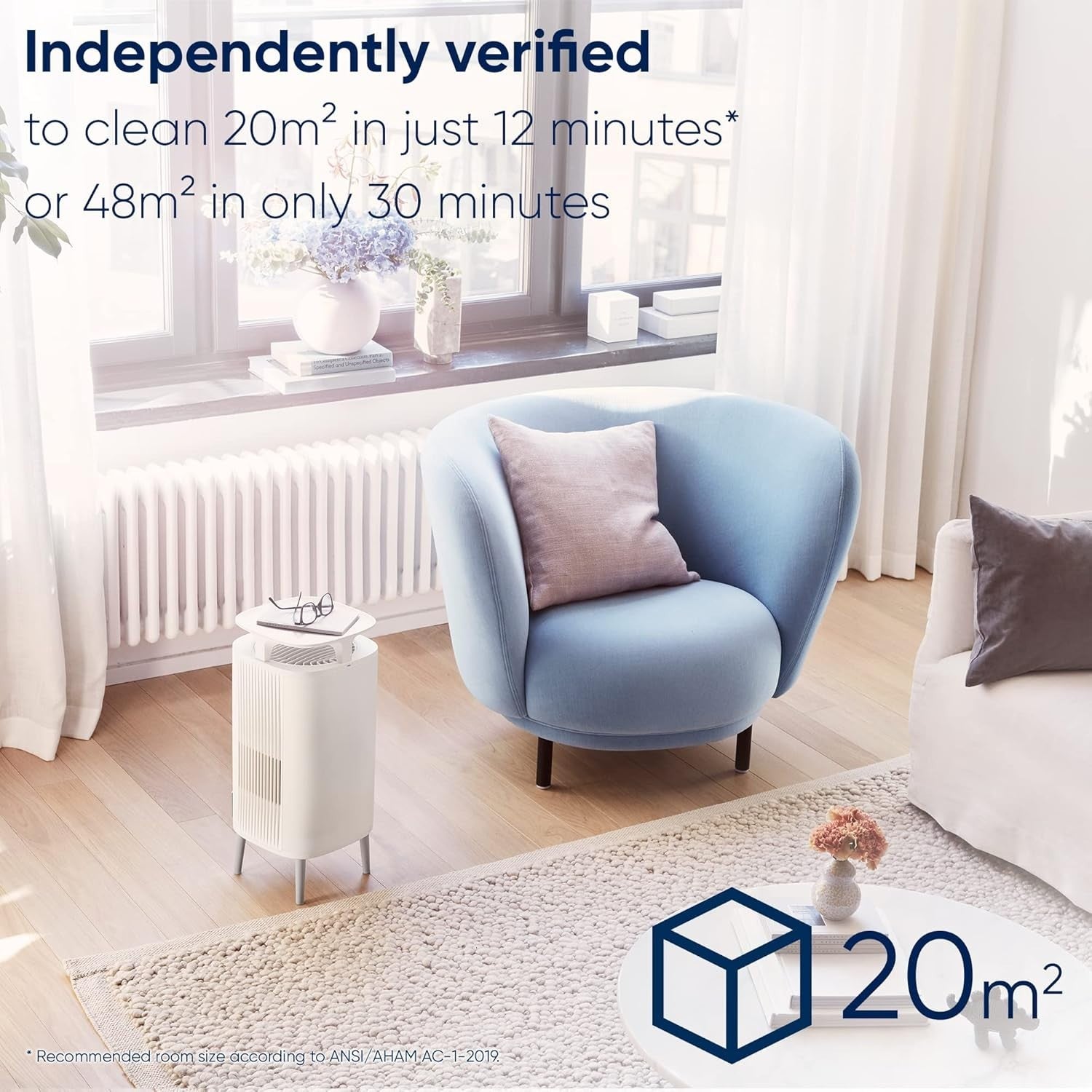 HEPA Air Purifier Side Table Quiet Smart Dust Allergy Pet Smoke 48m²