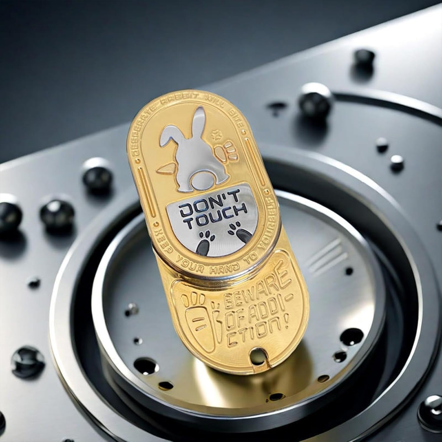 Gold Metal Rabbit Fidget Slider EDC Stress Relief Clicker
