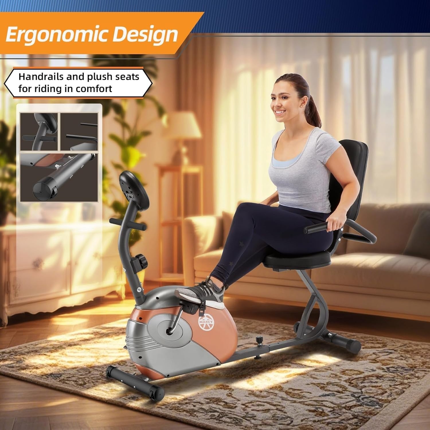 Recumbent Exercise Bike Magnetic 8 Level LCD Adjustable Handlebars Home Fitness