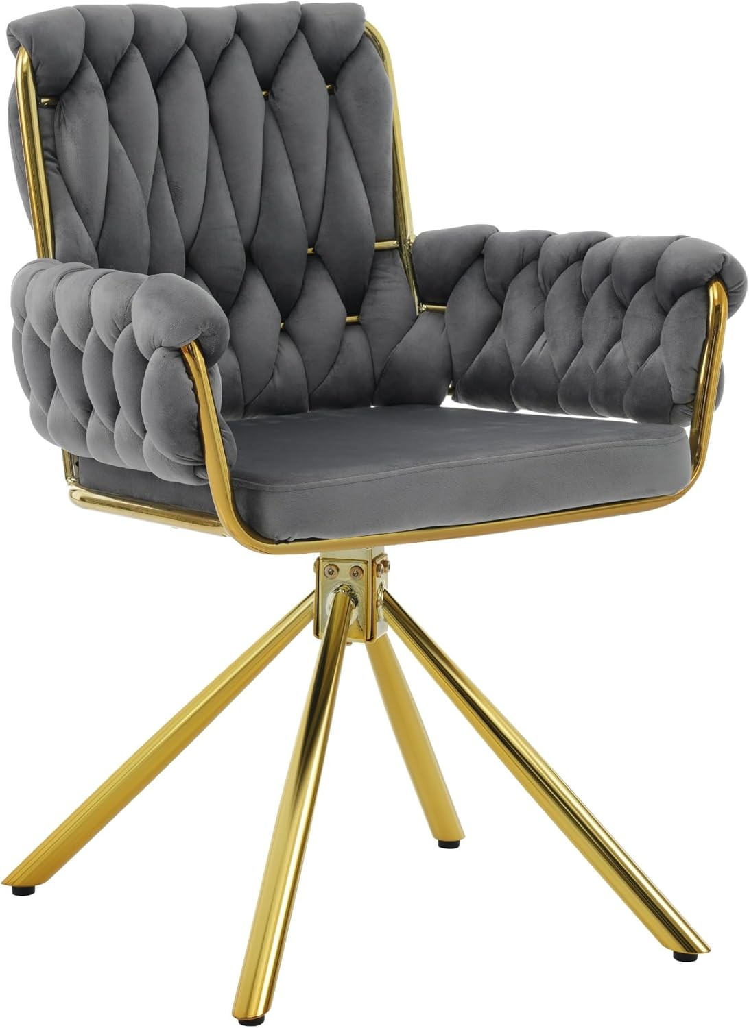 Swivel Dining Chair 360° Armchair Grey Upholstered Metal Legs