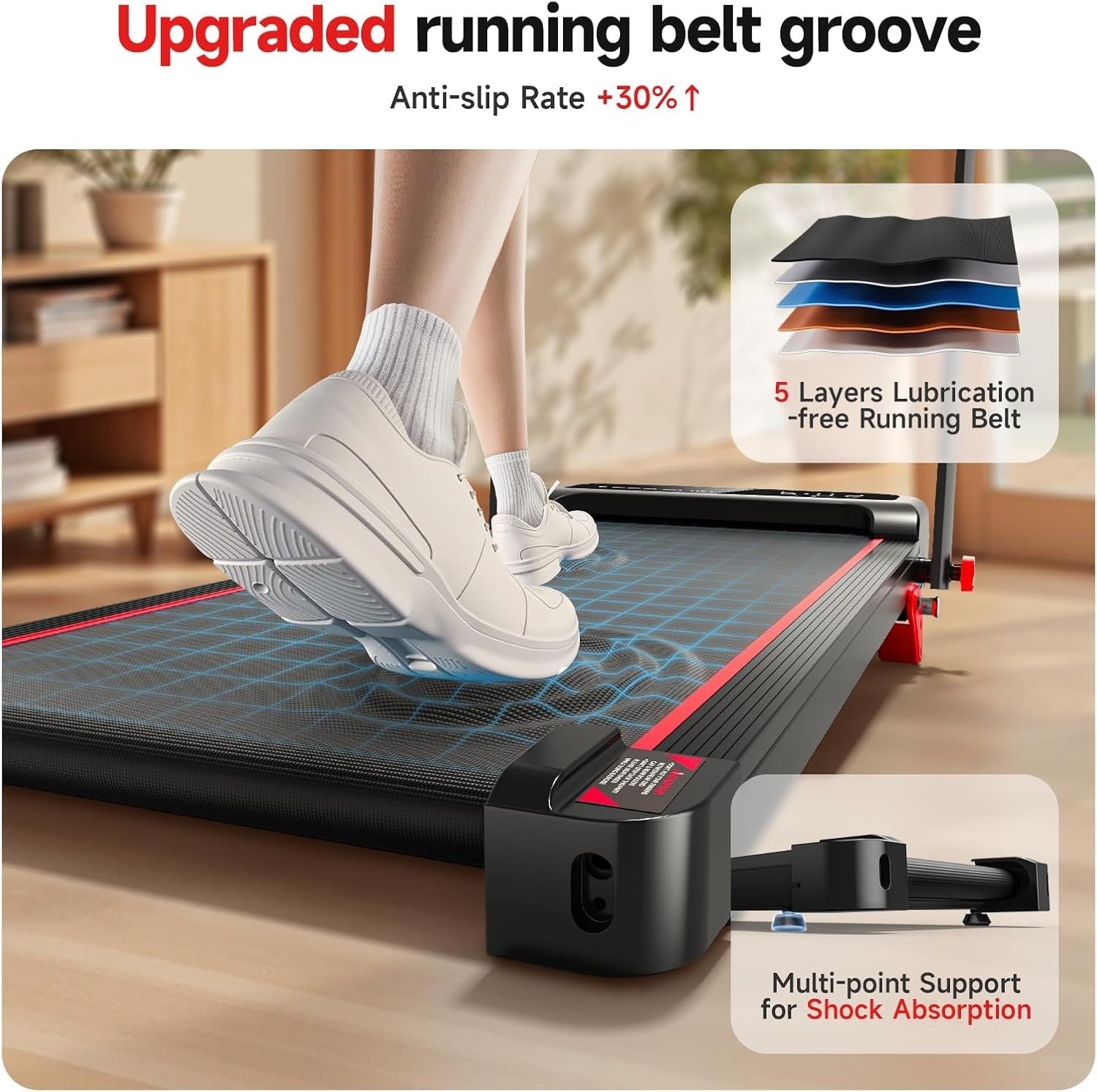 Foldable Walking Treadmill with Handlebar & 3-Level Incline 300lbs Home Gym