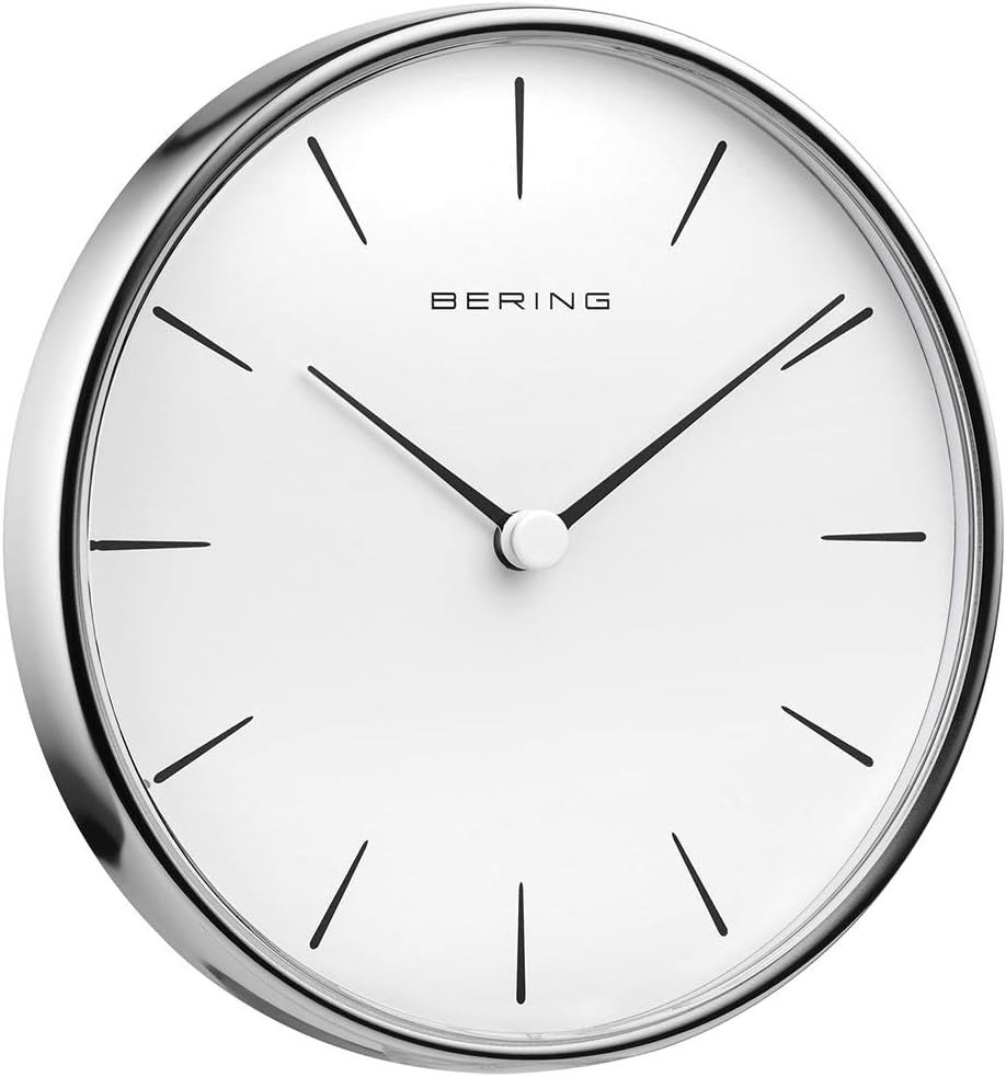Silent Wall Clock Modern Nordic Silver 162mm Minimalist Battery Operated