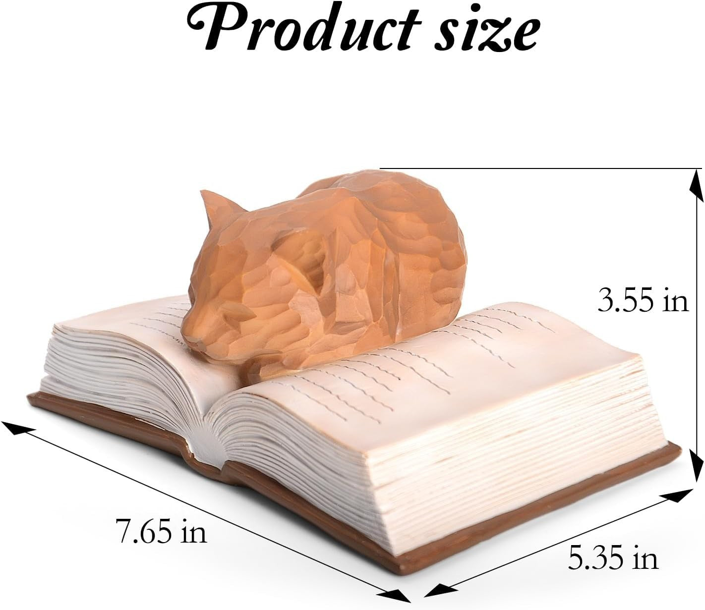 Sleeping Cat on Book Ornament with Bookmark | Cute Cat Lover Gift Brown