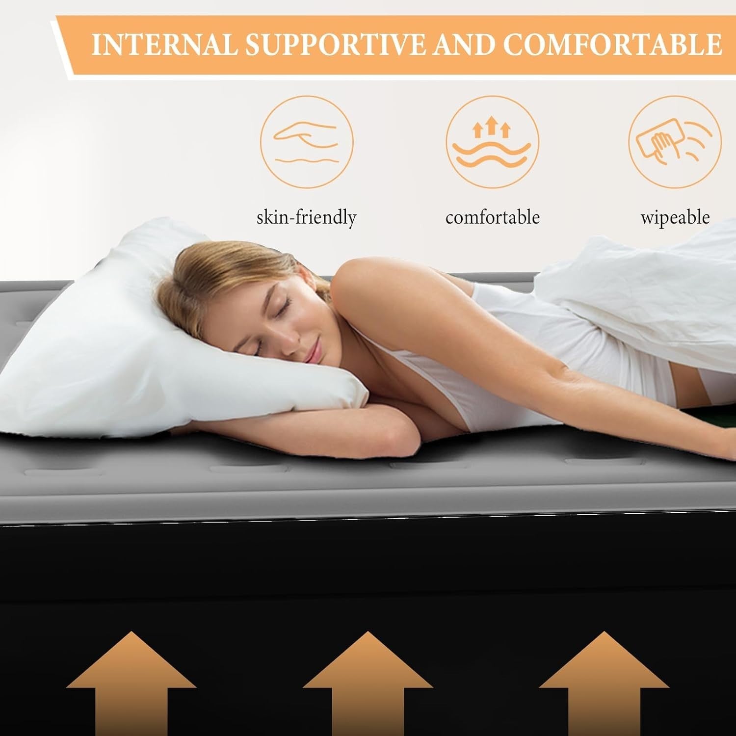 King Air Mattress Built-In Pump Plush Top Inflatable Bed Camping