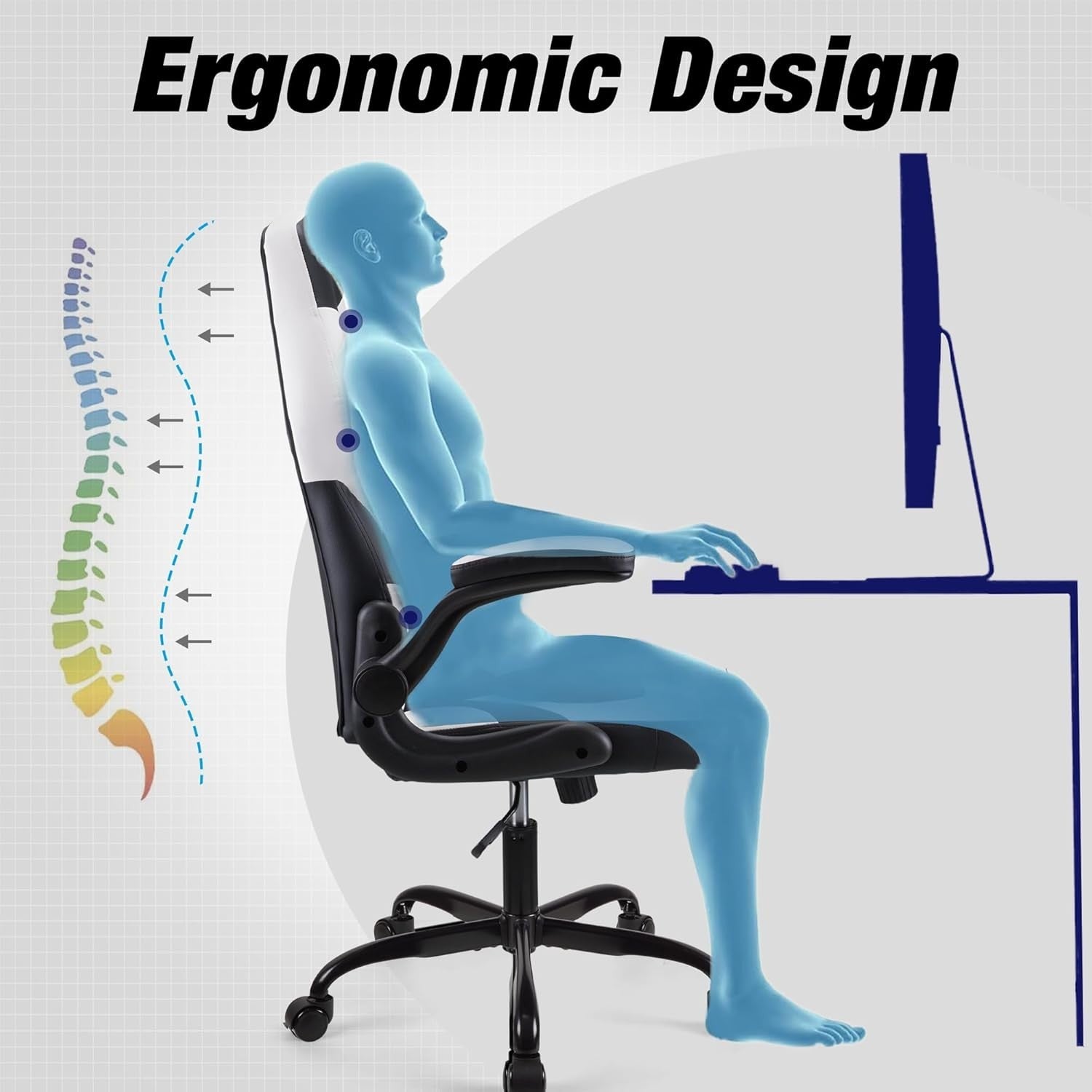 Ergonomic White Gaming Chair Recliner Office Swivel Computer Desk Seat New