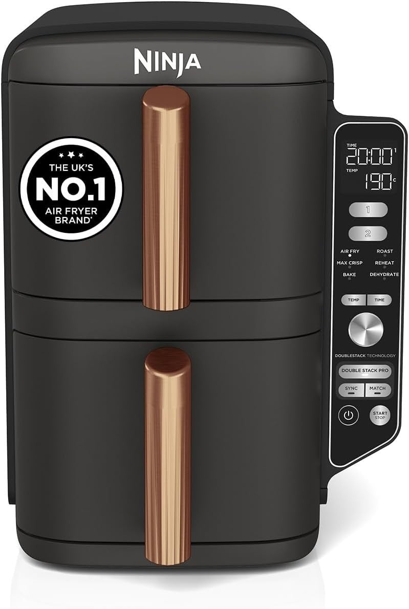 Vertical Double Stack Air Fryer 9.5L Dual Drawer 4 Level Space Saving