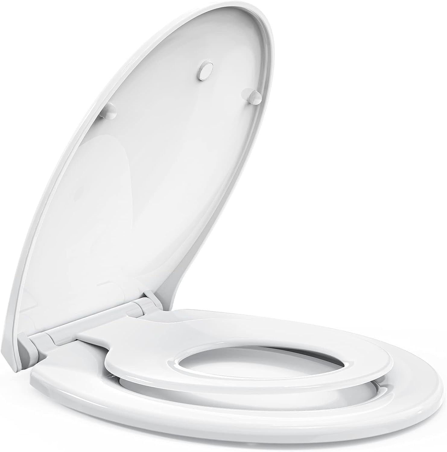 O Shape Soft Close Toilet Seat White Quick Release Family Child Seat 44.7x37cm