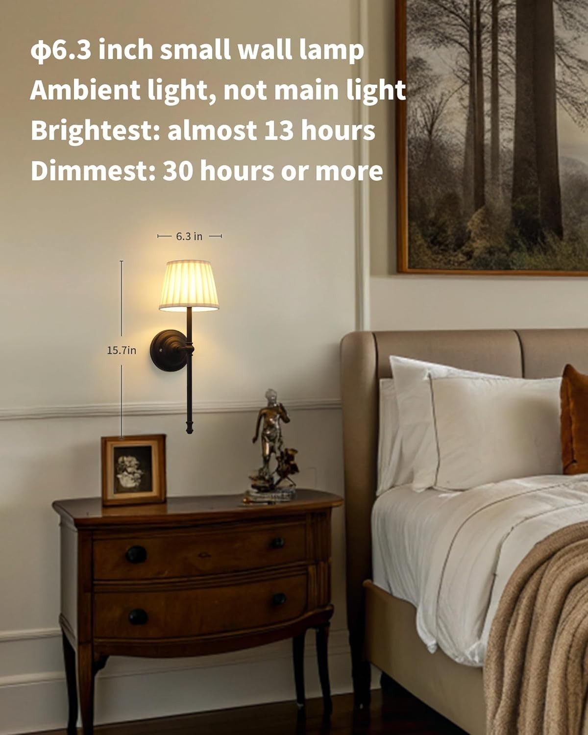 Cordless LED Wall Lights Set of 2 with Remote, Dimmable, Rechargeable