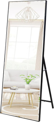 Full Length Mirror 165x51cm Wall & Floor Standing Black Frame Modern