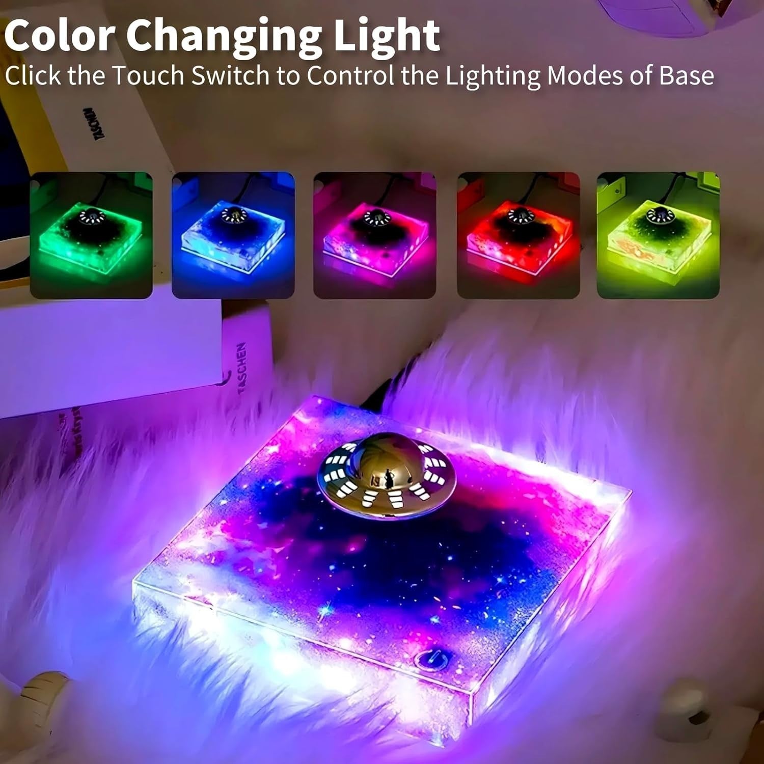Levitating UFO Lamp, Magnetic Floating 360° Rotating RGB Night Light