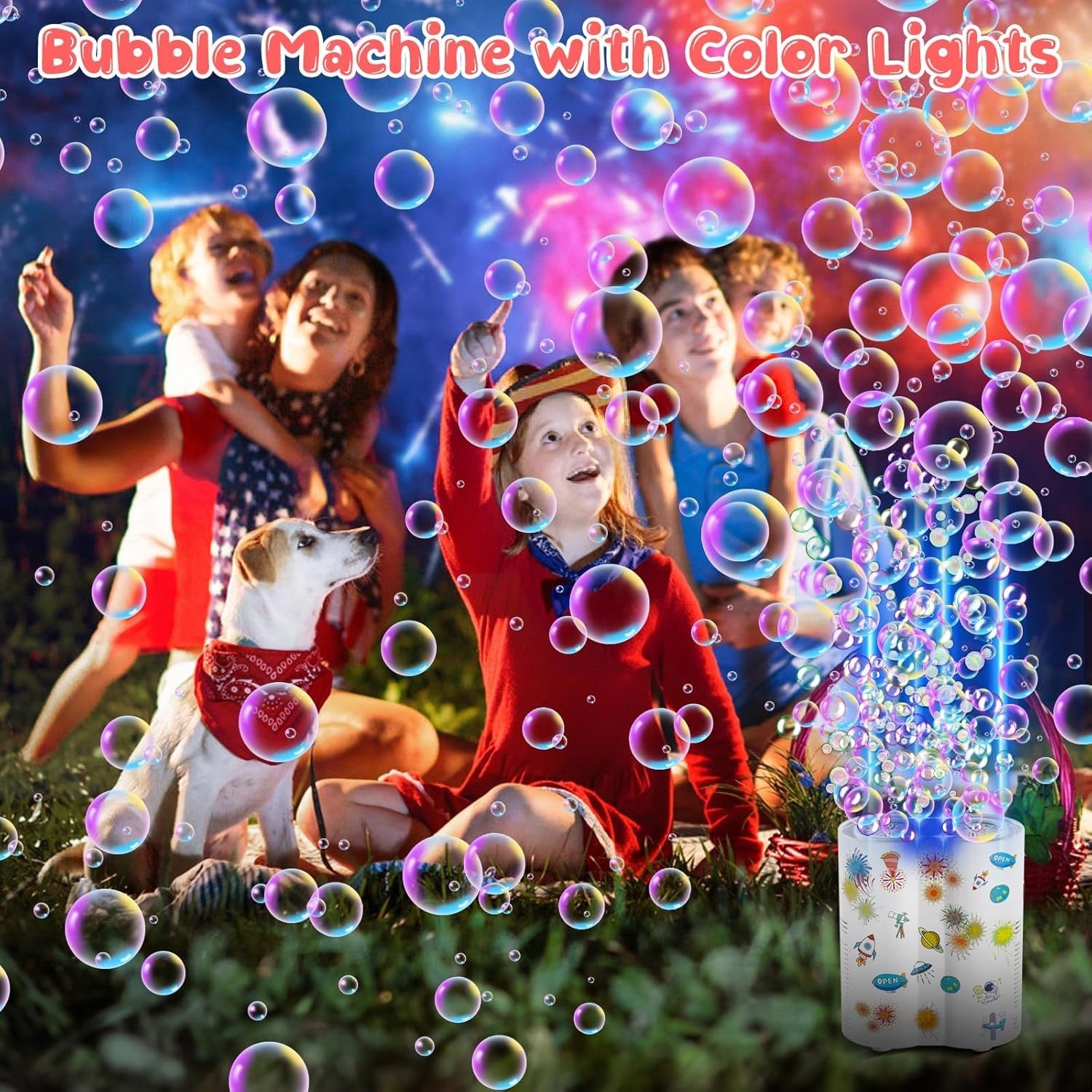 Bubble Machine Kids 20000 Bubbles 26 Hole LED Fireworks Toy