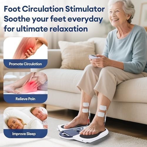 Cordless Foot Circulation Machine | TENS & EMS Massager w/ Heat & Vibration
