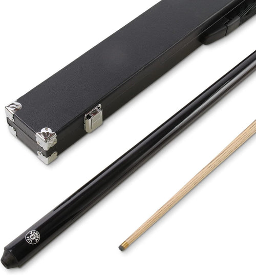 57in English Pool Snooker Cue 8mm Tip 2 Piece Hard Case Set