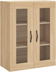 Wall-Mounted Sonoma Oak Storage Cabinet with 3 Doors & Metal Handles