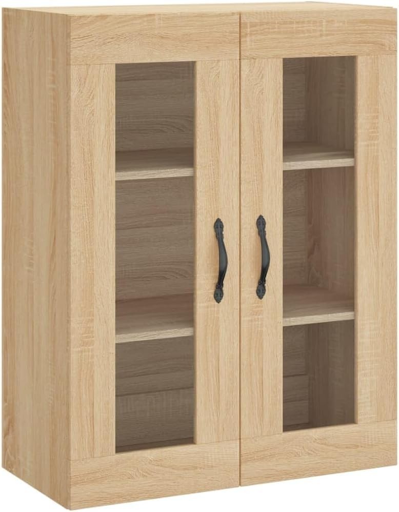 Wall-Mounted Sonoma Oak Storage Cabinet with 3 Doors & Metal Handles