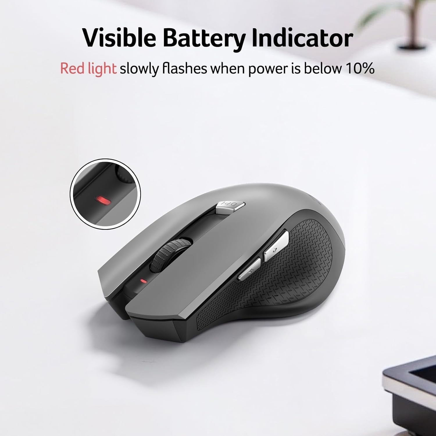 Ergonomic Wireless Mouse 2.4GHz 6-Button Adjustable DPI for Laptop PC