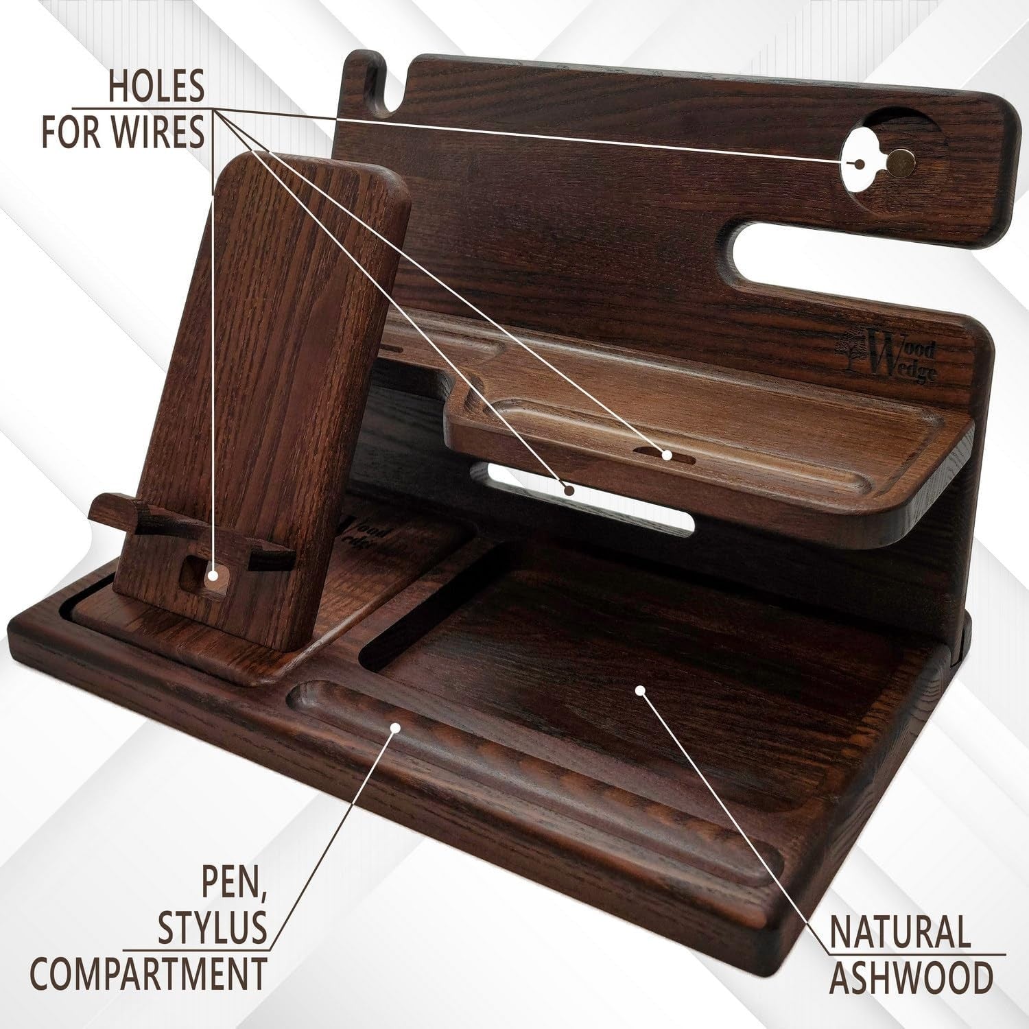 Handcrafted Wooden Docking Station 2-in-1 Desk & Bedside Organiser