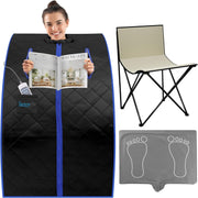 Portable Home Sauna Tent 1-Person – Infrared Steam w/ Foot Pad, Chair & Remote