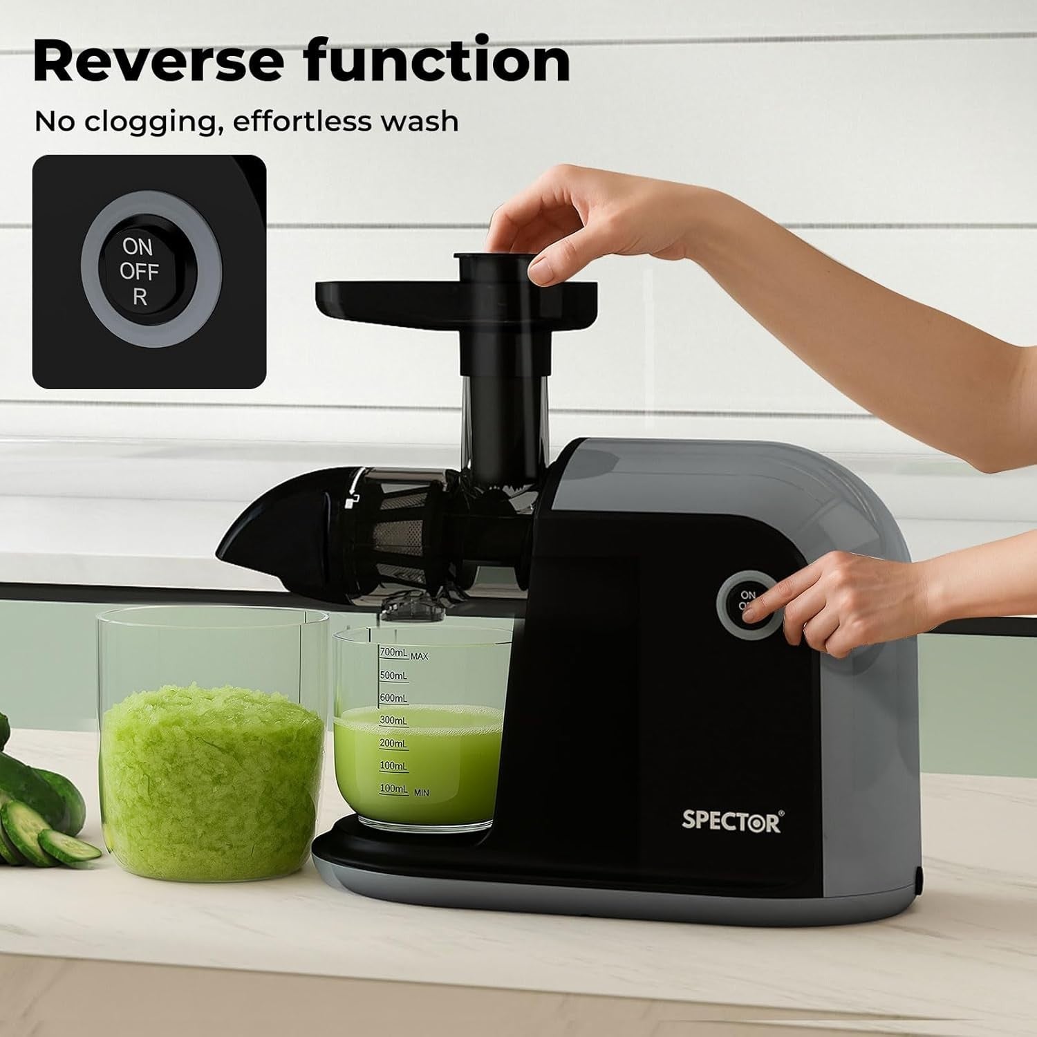 Cold Press Slow Juicer Whole Fruit Quiet Reverse BPA Free High Yield
