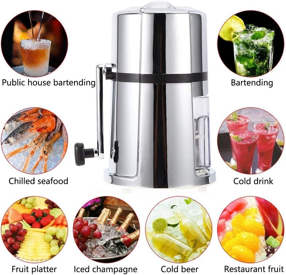 Manual Ice Crusher Portable Stainless Steel Blade Drink Ice Shaver