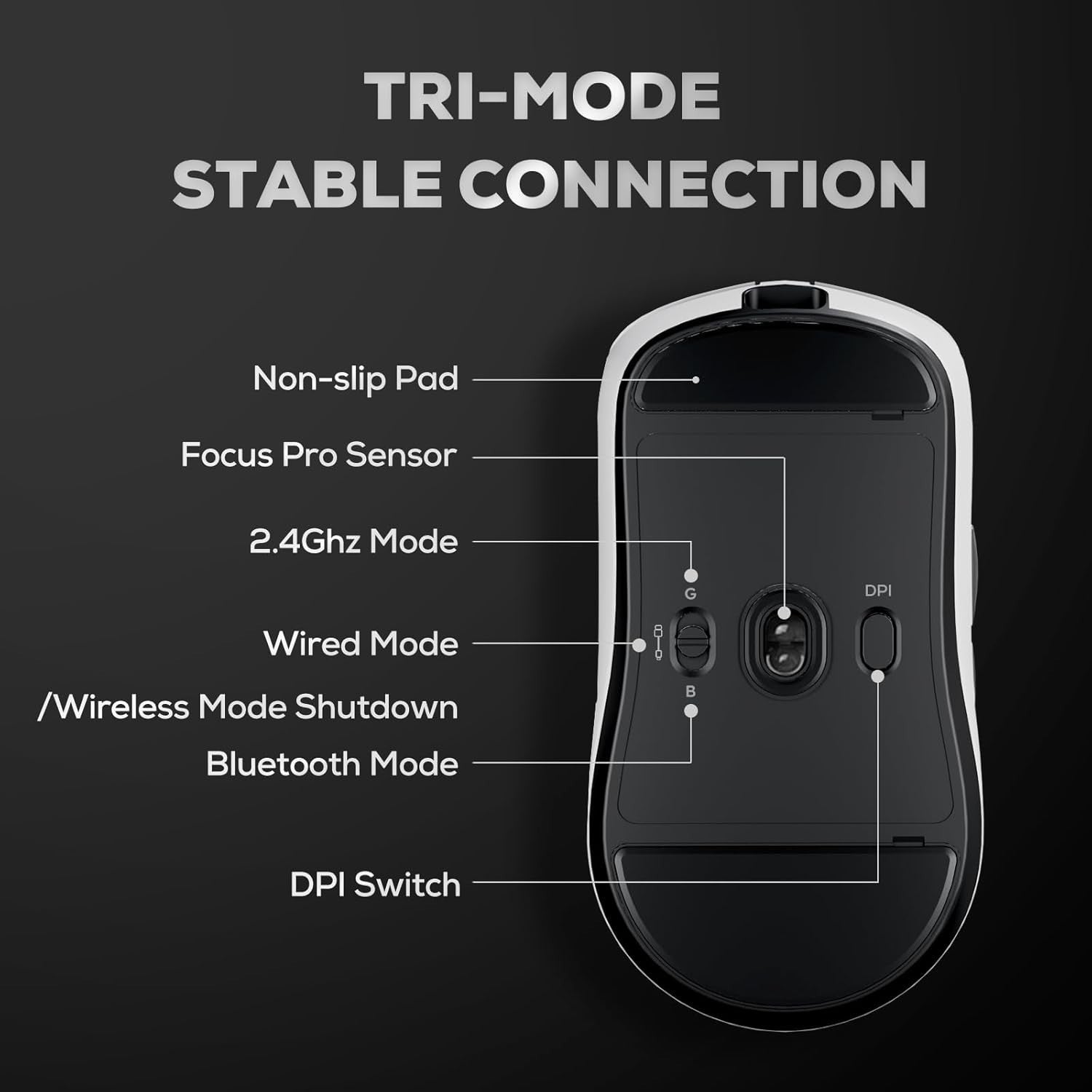 Ultra Lightweight Gaming Mouse 47g 42000 DPI Tri Mode 8K Hz