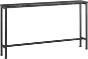 Slim Console Table 120x20x65cm Black Marble Effect Sturdy Metal Frame