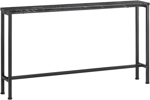 Slim Console Table 120x20x65cm Black Marble Effect Sturdy Metal Frame