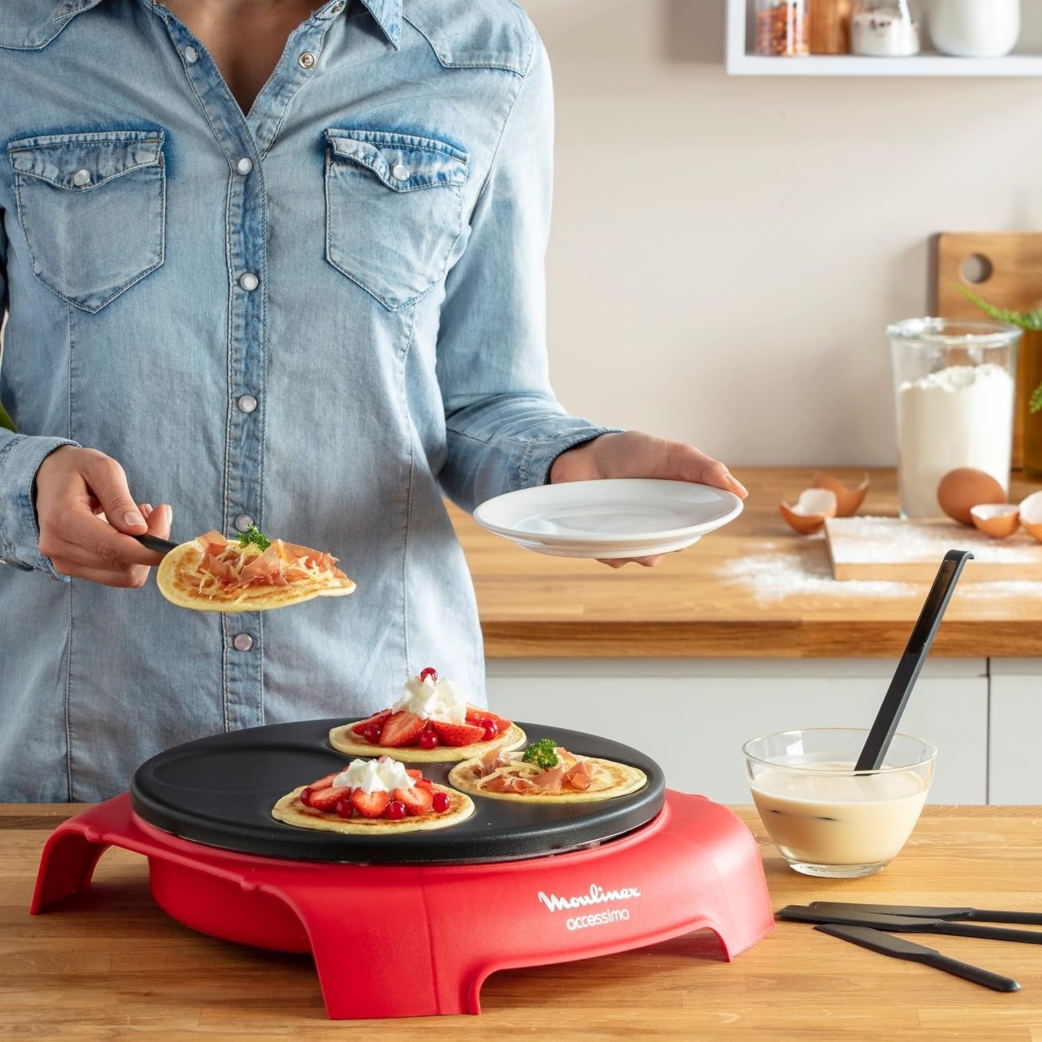 Non-Stick Crepe Pancake Maker Party Set | Fast Heat 720W | 6 Spatulas + Ladle