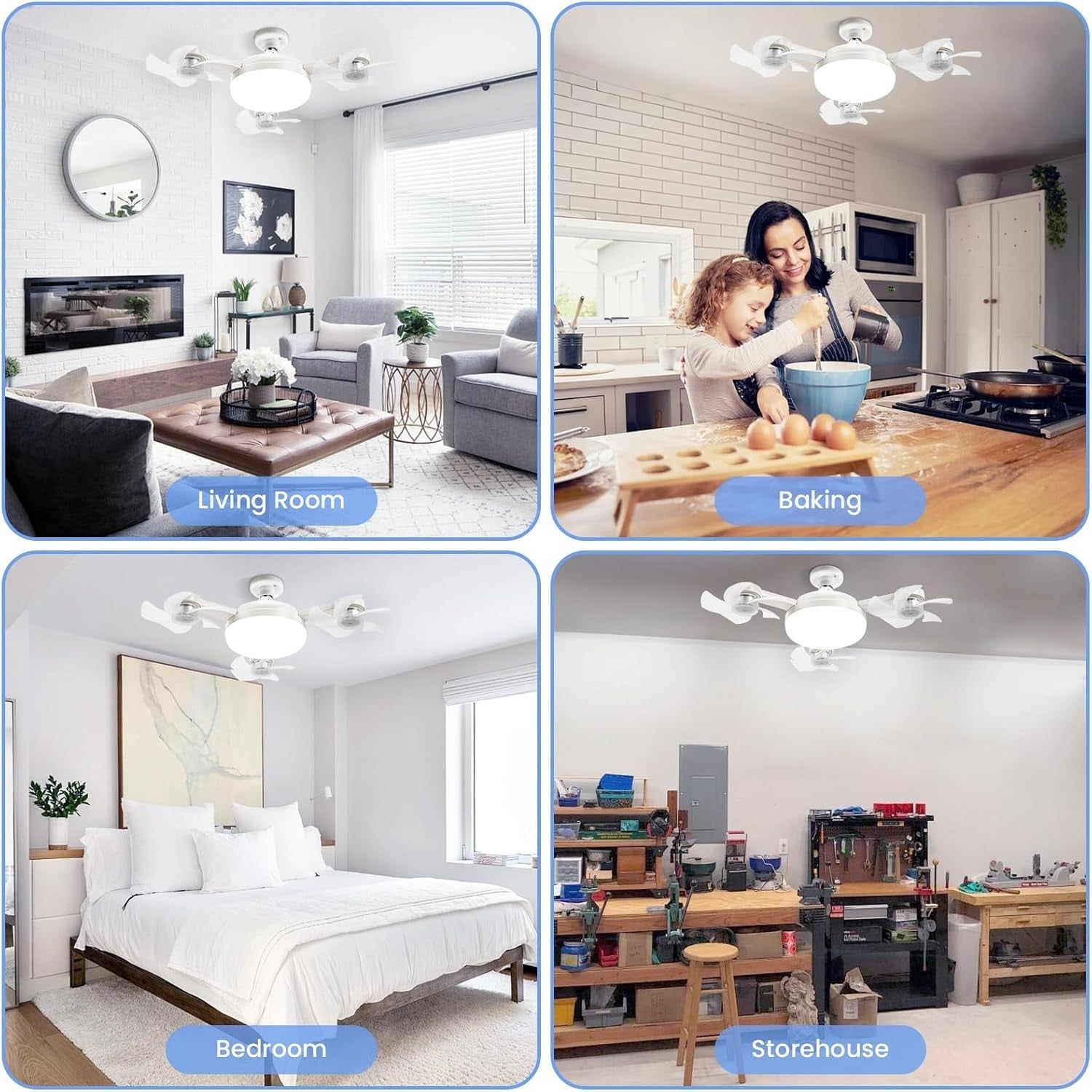 40CM Modern LED Ceiling Fan Light, 6 Speeds, Dimmable, Remote Control