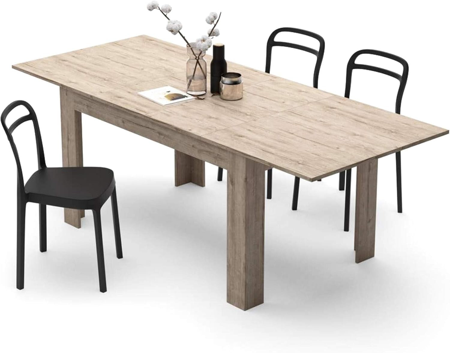 Extendable Dining Table oak 220cm Wood 6–8 Seater Modern Space Saver
